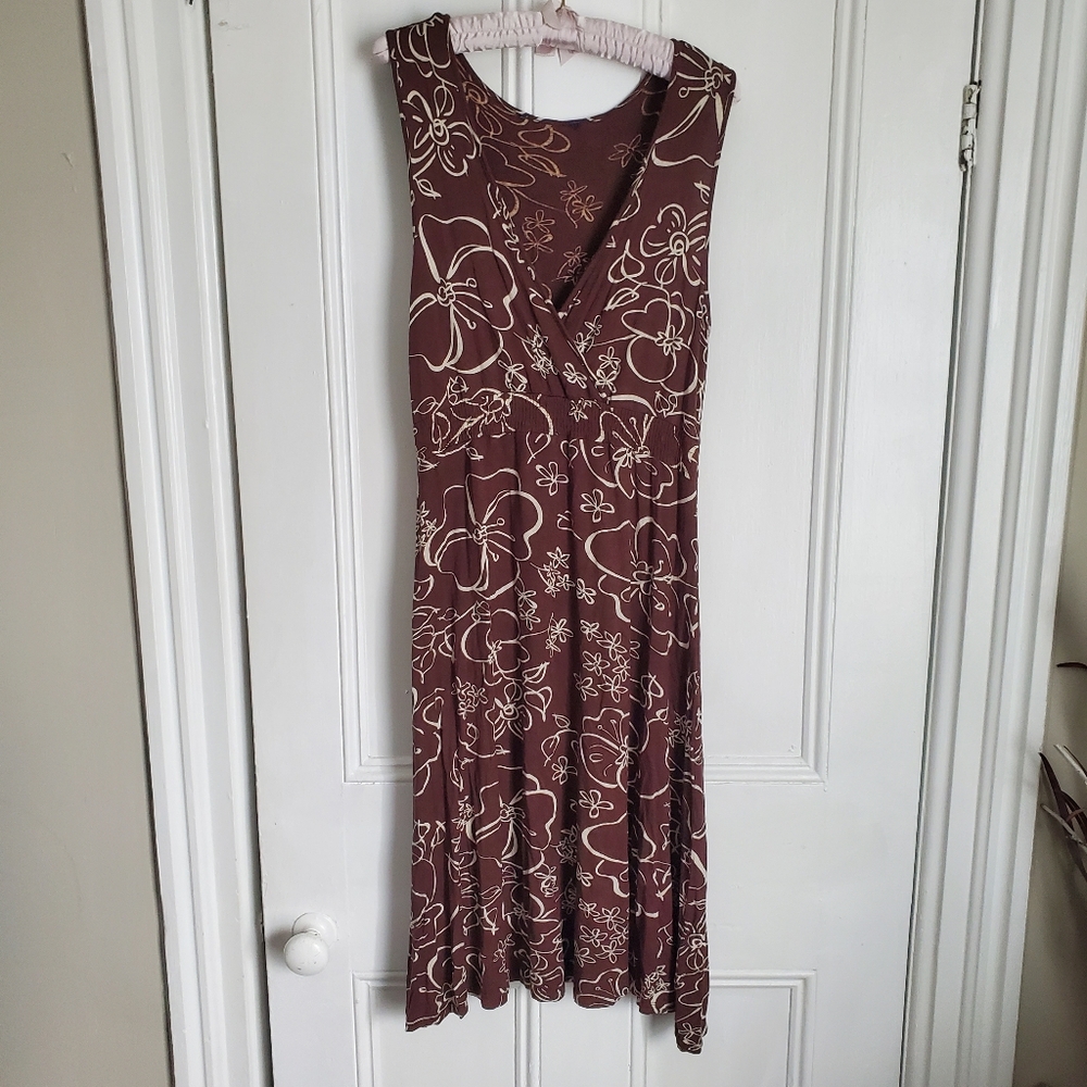Y2K Brown Floral Midi Dress